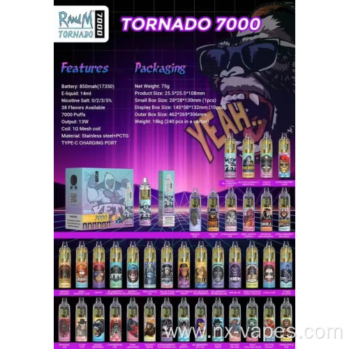 RandM Tornado 7000puffs Disposable Vape Cool Mint